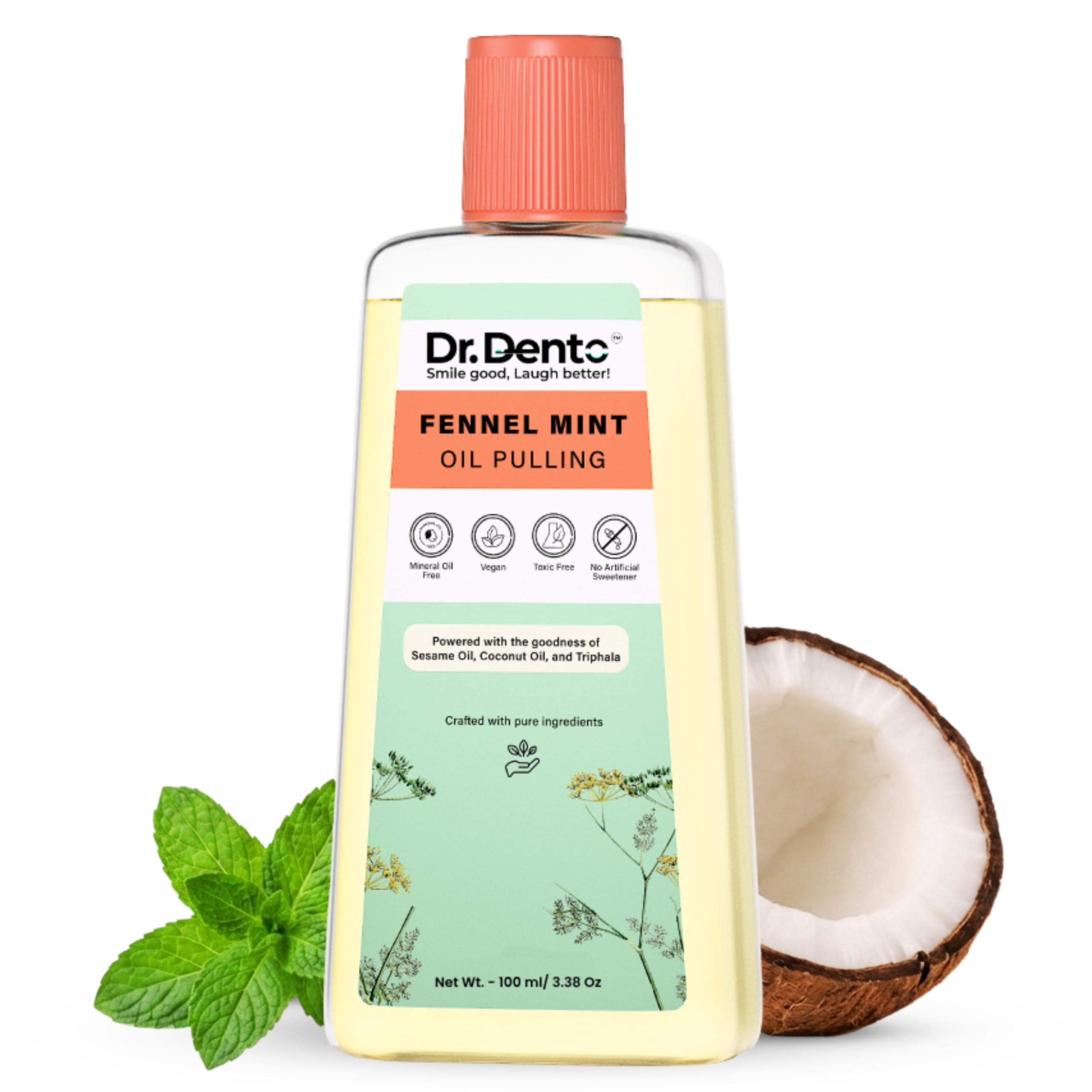 Dr.Dento Fennel Mint Oil Pulling | Ayurvedic Oral Care | All-Natural Coconut Oil Blend for Fresh Breath & Detox | Healthy Teeth & Gums (100 ML)-image-37