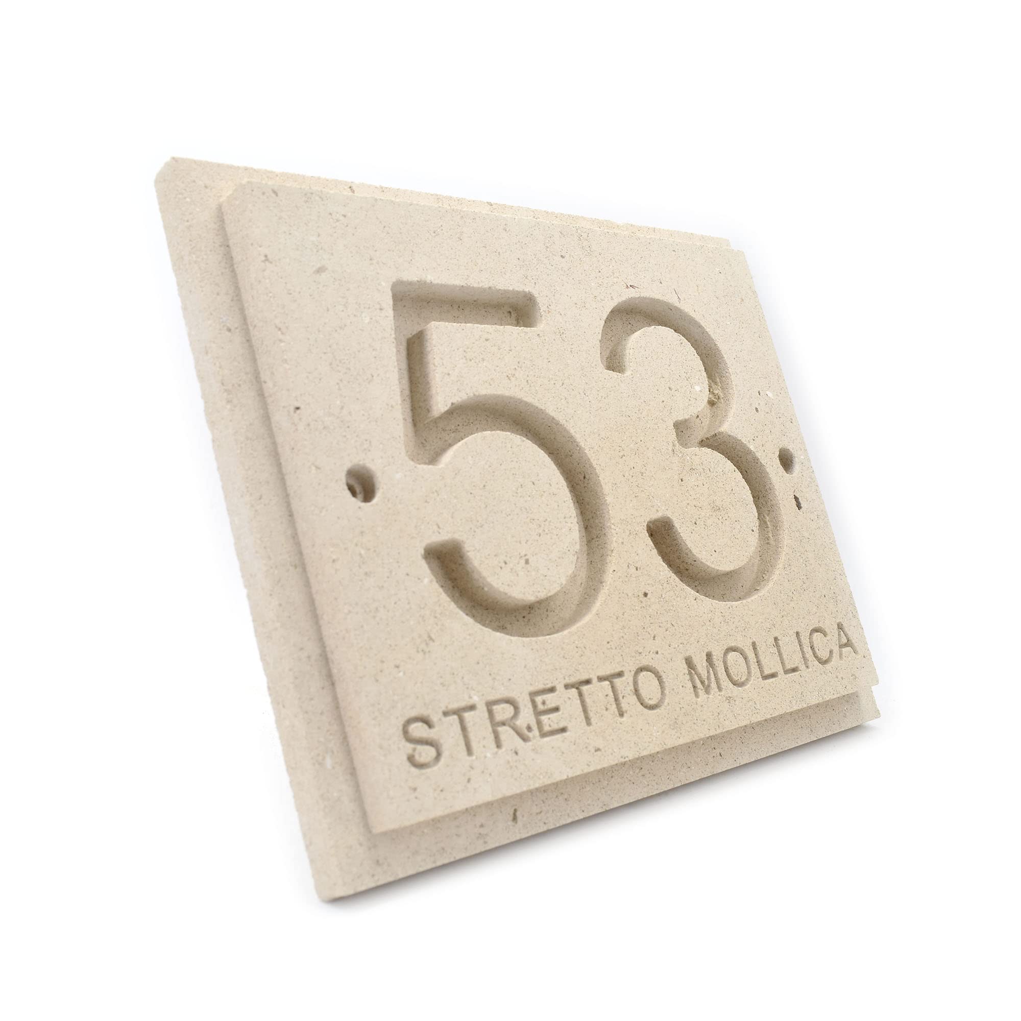 Numero civico esterno personalizzato inciso con nome della Via in Pietra Leccese misura 20x16cm numeri lettere da esterno targhetta cassetta postale campanello porta ingresso villa belle arti