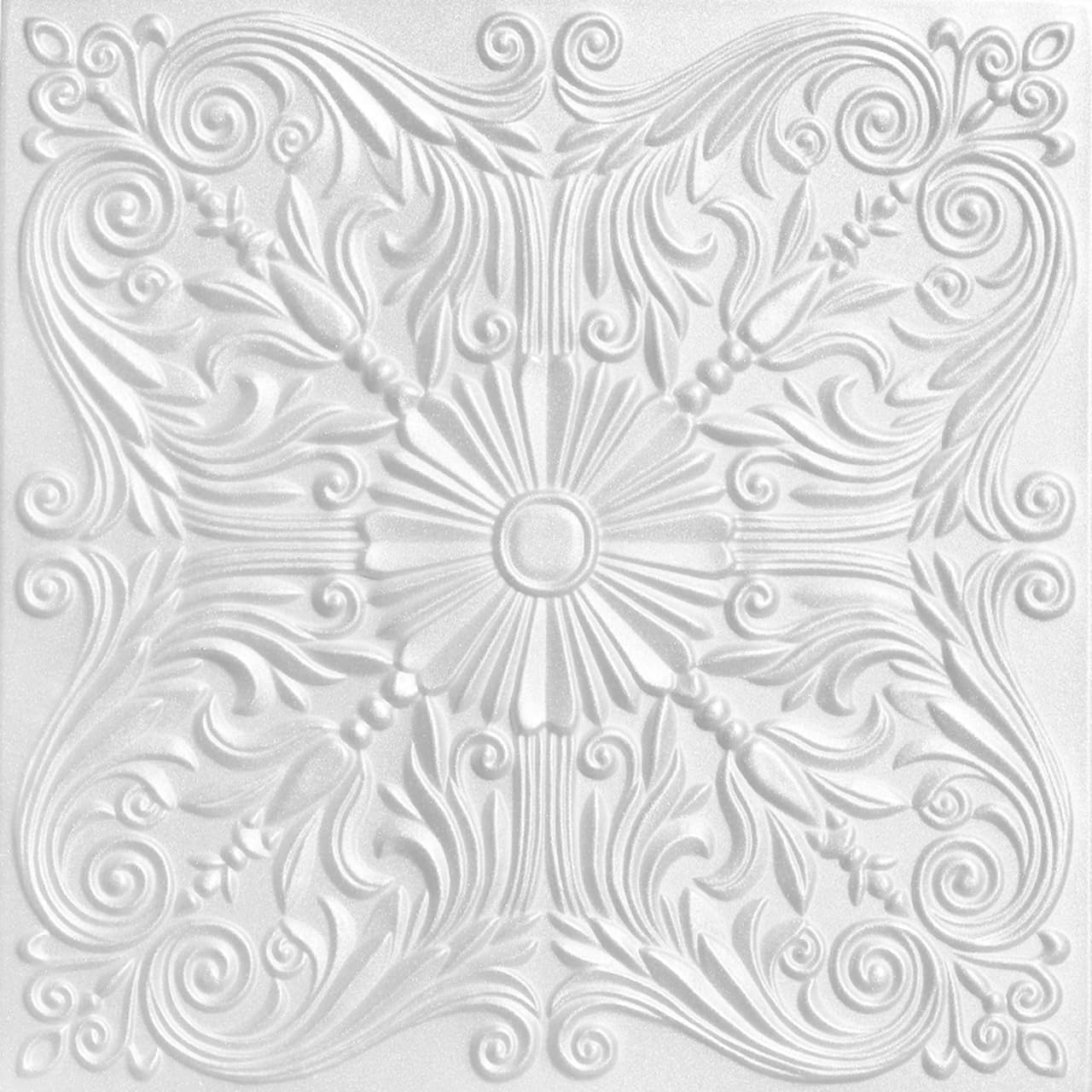 À LA MAISON CEILINGS R139 Spanish Silver Foam Glue-Up Ceiling Tile (256 Sq. Ft./Case), Pack of 96, Ultra Pure White - Satin (Behr)