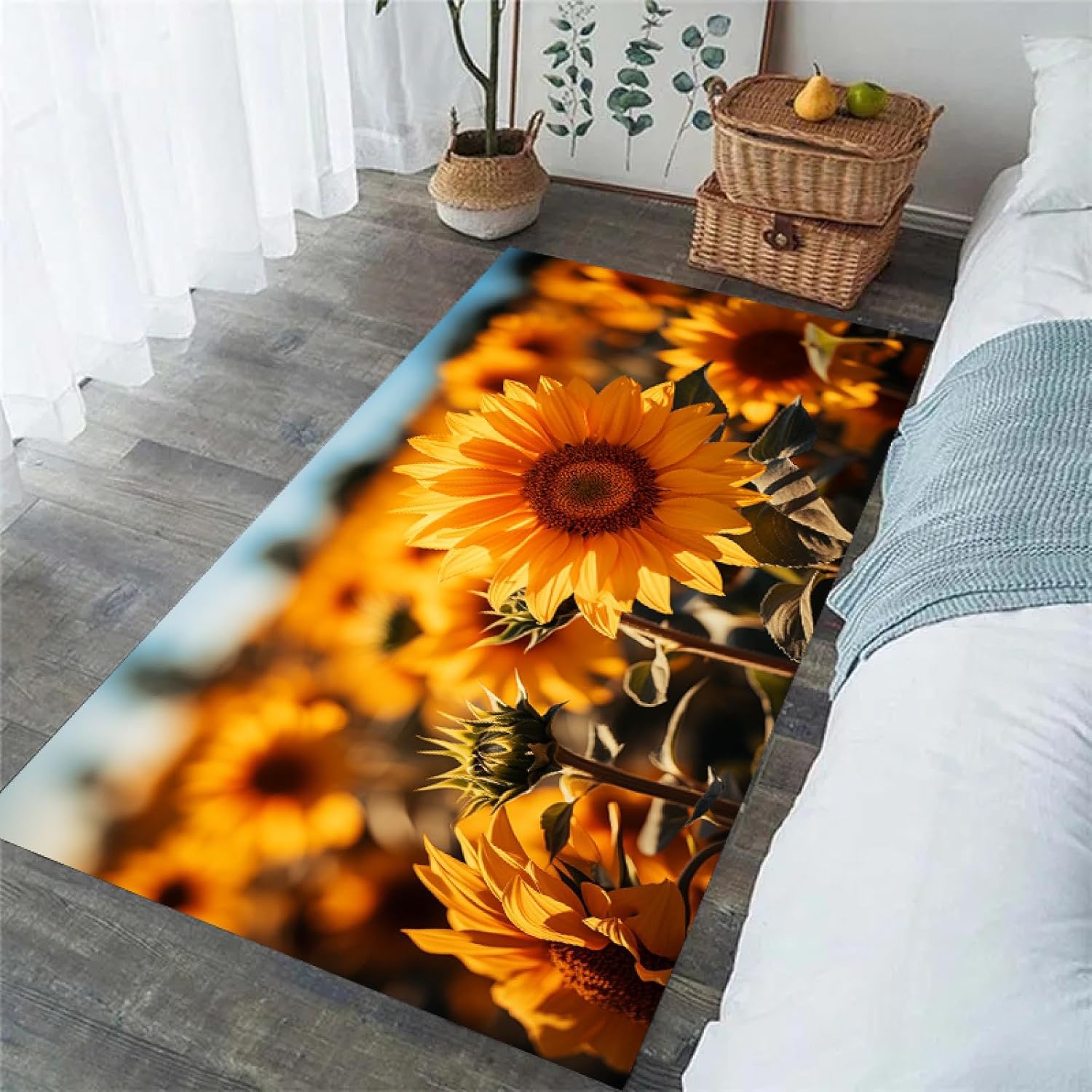 Sunflower Carpet for Living Room Non-Slip Bathroom Toilet Kitchen Entrance Area Rug Doormats Decor Bedroom Floor Mat 80x200cm