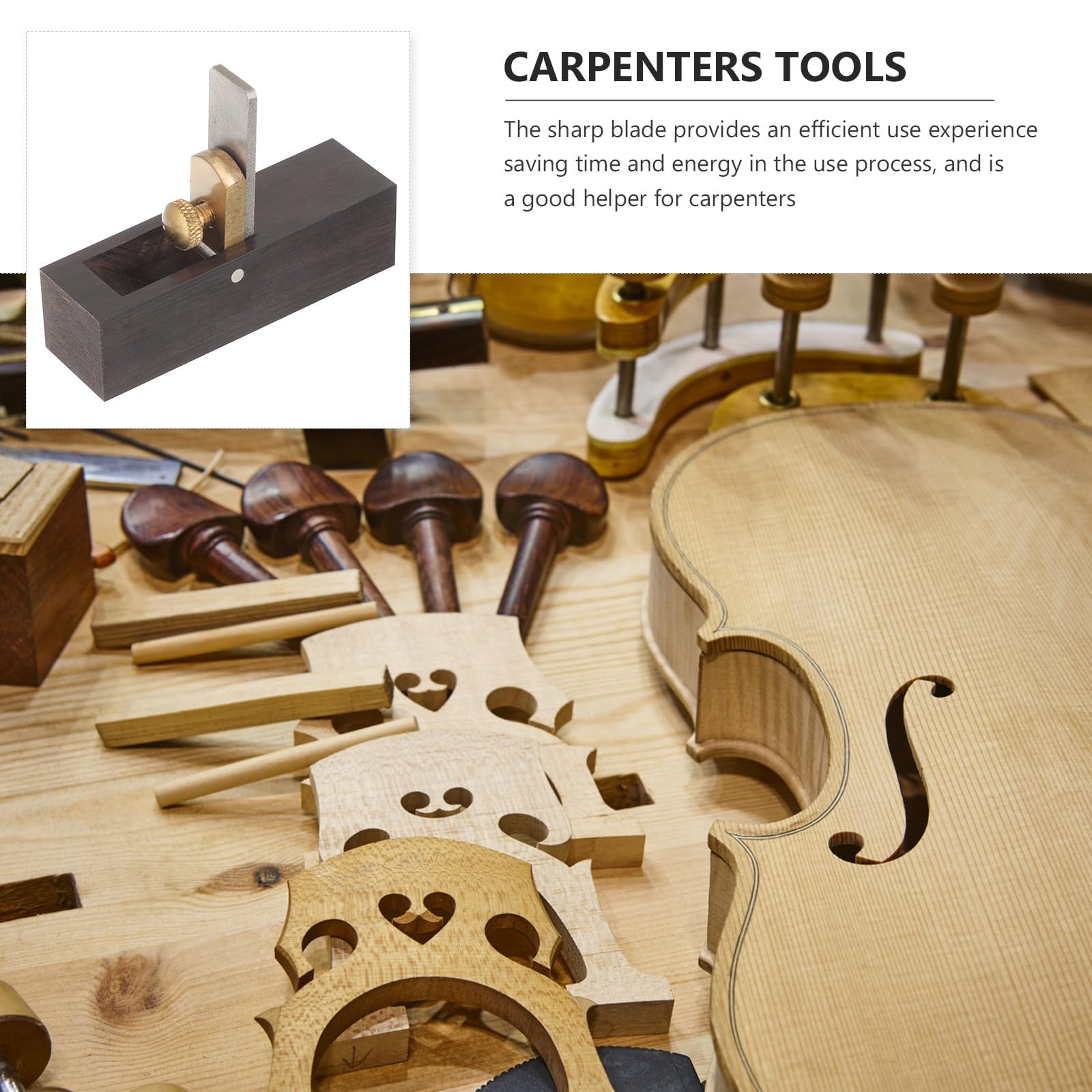 POPETPOP Pialla a Mano per Liutai in Legno di Ebano, Strumento di Precisione per Lavorazione Violino e Violoncello, Utensile Ergonomico per Artigiani e Fai da Te