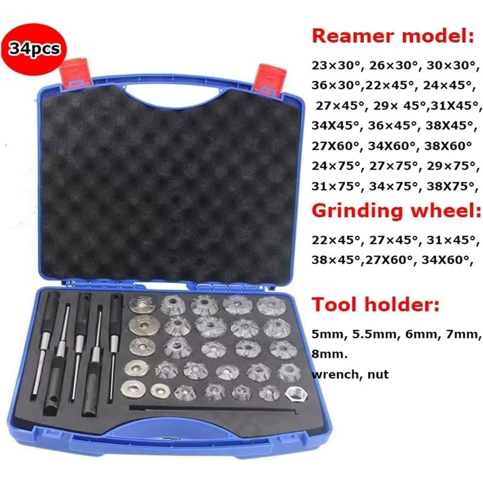 Set di utensili per la riparazione efficiente del motore e alesatore della sede della valvola, 34 pezzi, kit di manutenzione automobilistica ad alta precisione, strumenti di riparazione da 22-38 mm