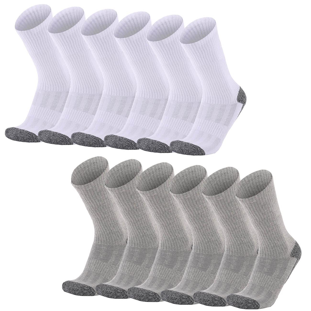 BUDERMMYMen's Socks 3/6 Pairs Wicking Breathable Cushion Comfortable Casual Cotton Crew Socks Outdoor Multipack Performance Trekking Walking Hiking Sport Socks for Men and Women