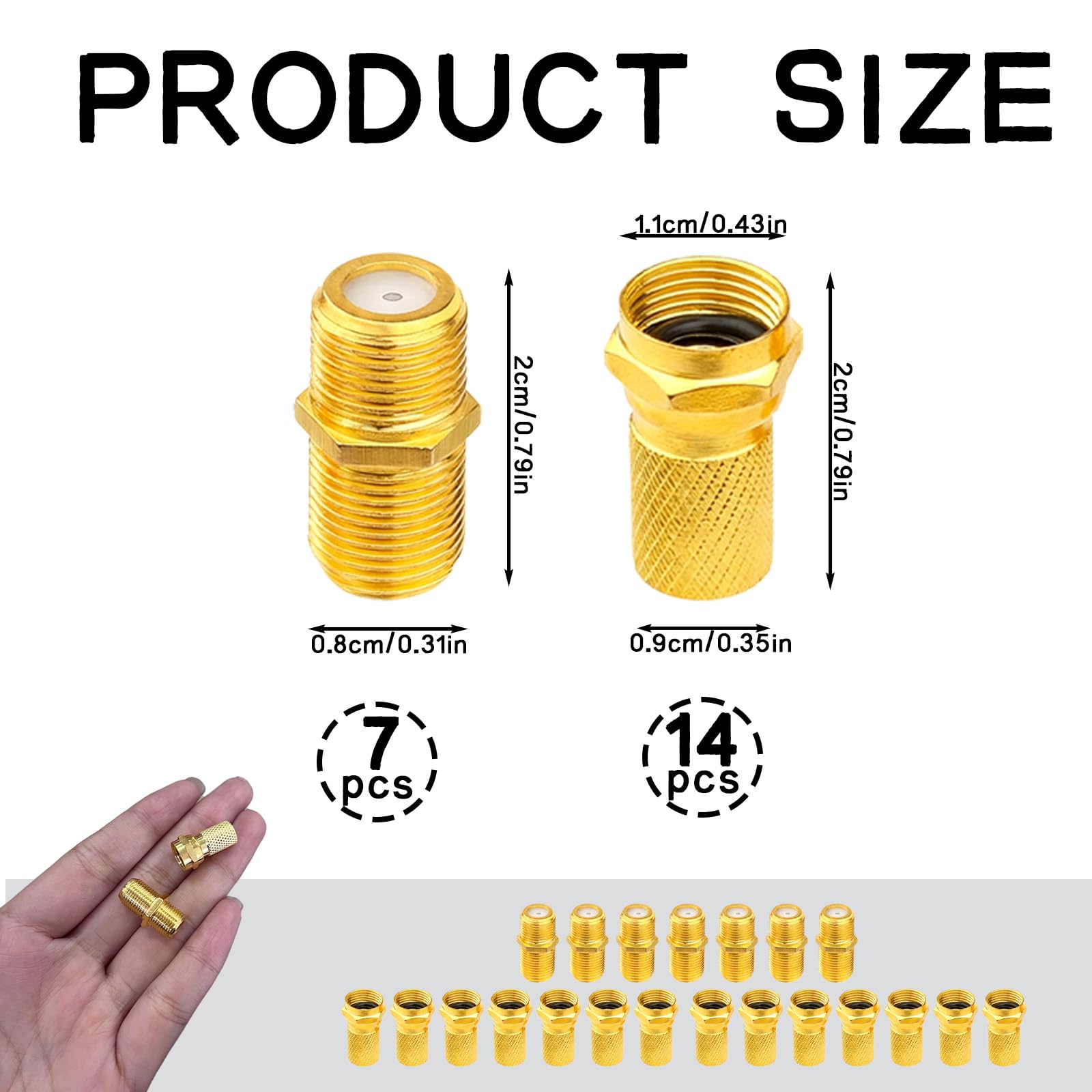 Fiche F Coaxial Raccord F Coudé, Adaptateur Câble Satellite, Adaptateur Cable Coaxial, Cable Antenne TV Raccord Prise, 7 Têtes De Câble F81 Et 14 Connecteurs RG6F