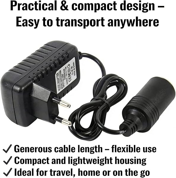 Adattatore 12V 2A per accendisigari,raddrizzatore di rete,convertitore di tensione da 220 V a 12 V 24W,adattatore,presa accendisigari,presa per frigo auto,pompa ad aria,aspirapolvere per auto (12V 2A) - 5