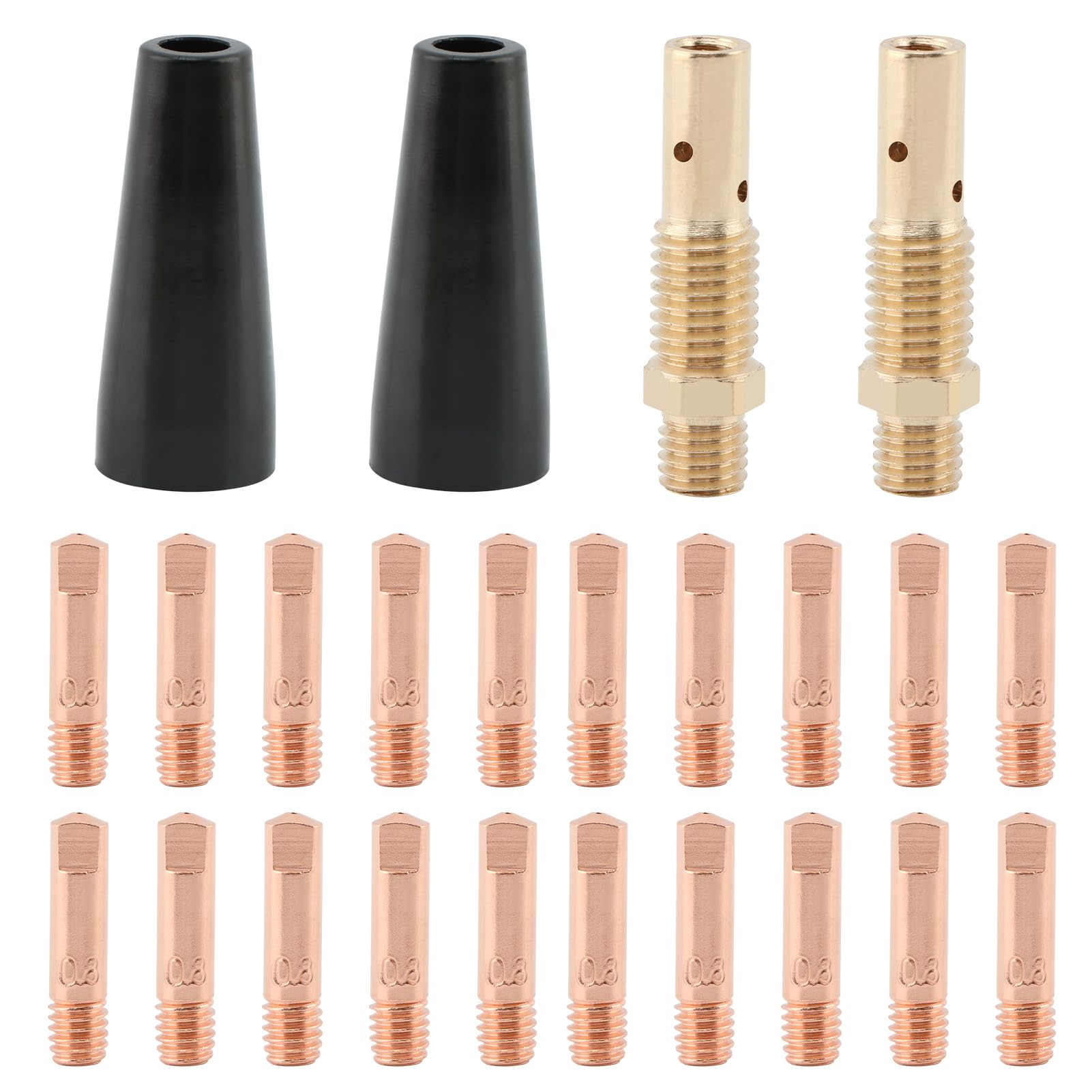 MIG Welder Nozzle Kit, 24-Piece, 0.035" Tips, Gasless Flux Core, Compatible with Century FC90, Chicago Electric, Titanium EasyFlux 125