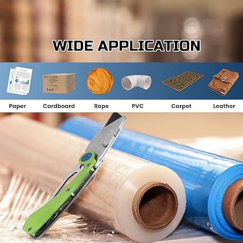 Miniatura 7 de Lichamp Paquete de 6 cuchillos plegables con cuchillas SK2, cuchillo de afeitar de cambio rápido, cuchillo de construcción de bolsillo (azul+verde +