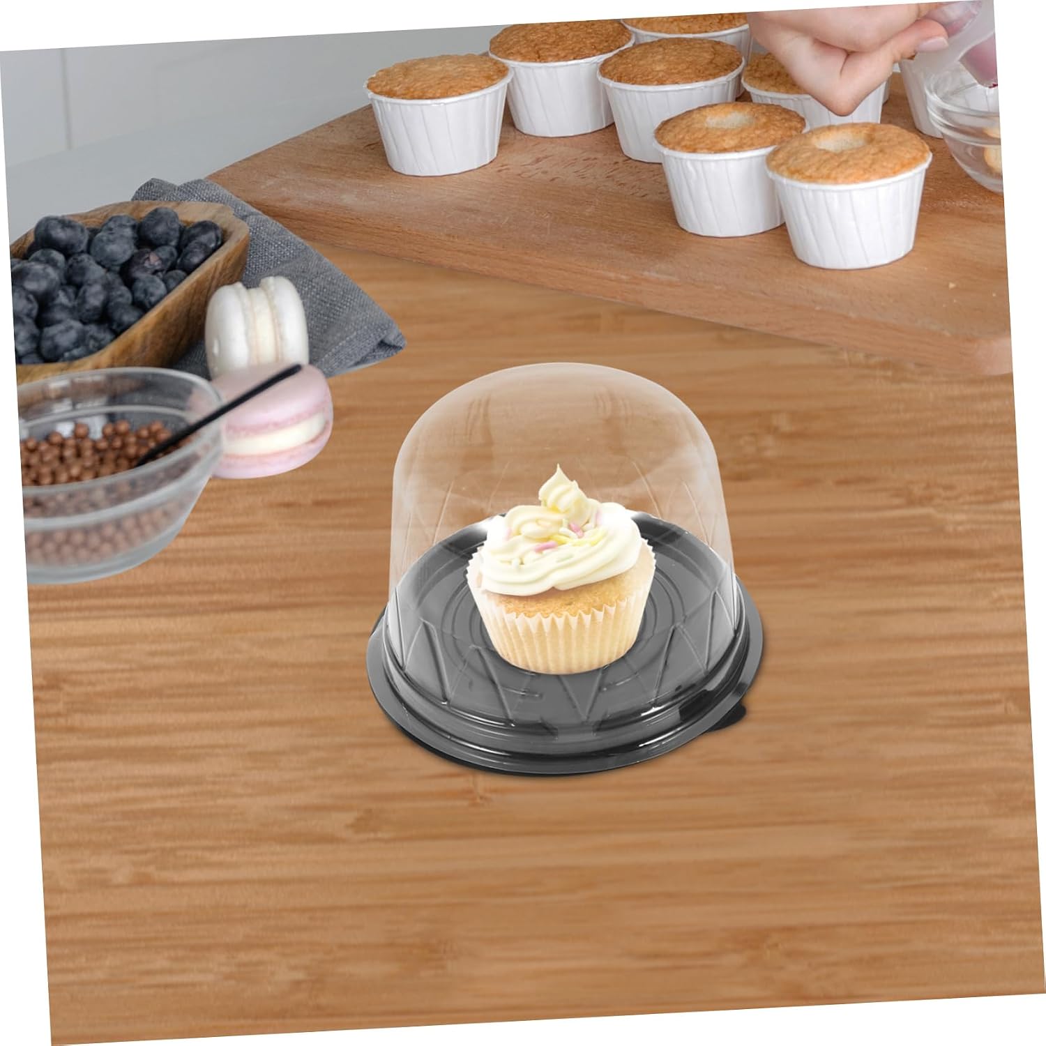 PRETYZOOM 50Pcs Cake Carrier with Lid and Handle Dessert Cups Cake Baking Box Boxes with Convenient Tape Travel Container Cup Individual Container