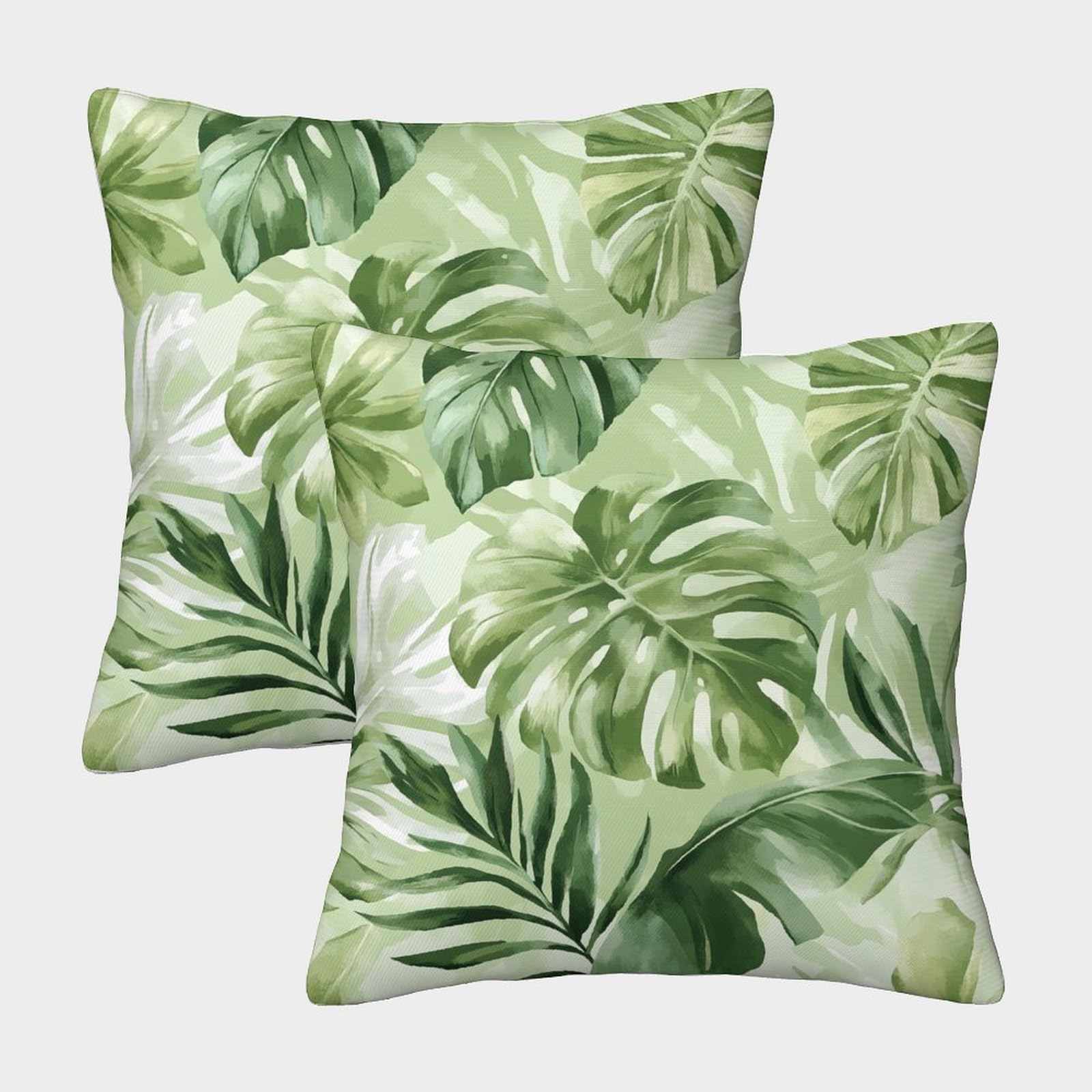 kaiyun 2 Pack Tropical Leaves.Watercolor Style 3D Image Printed Single-sided Cushion Cover 50x50cm