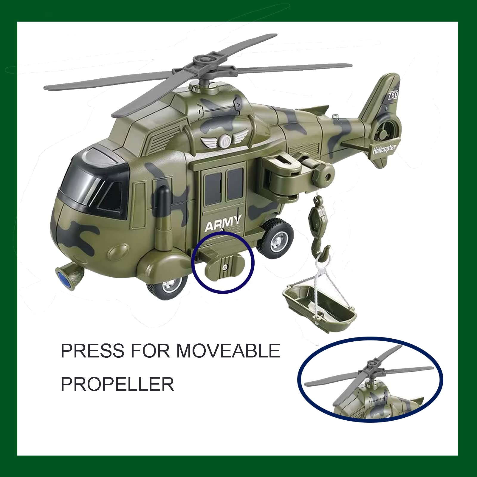 Helicóptero militar de juguete con luces y sirenas de sonido, juguetes del ejército para niños de 3 años en adelante, los mejores regalos para niños pequeños 6