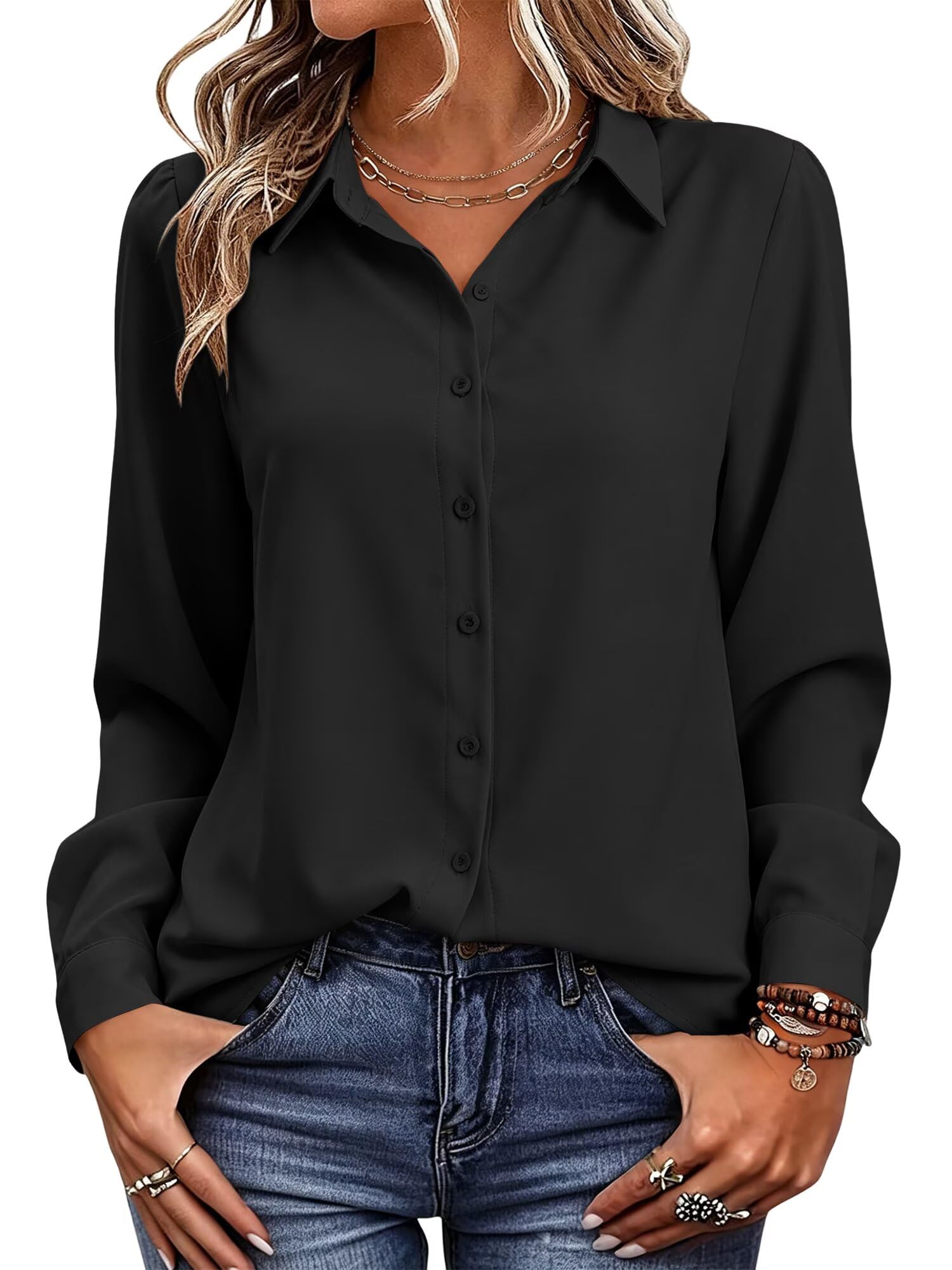 Magritta Women's Shirts Fashion Long Sleeve Tops Button Down Blouses