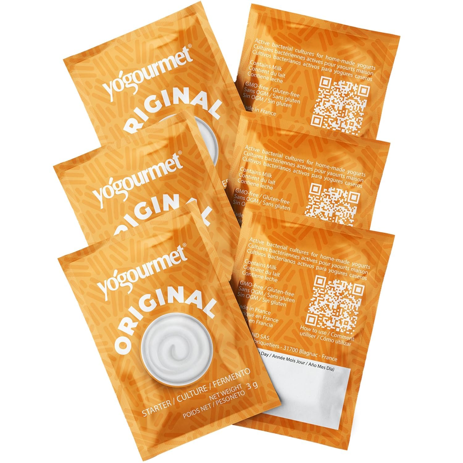 Yogourmet Yogurt Starter (6 Sachets = 6 Quarts of Yogur) - Make Yogurt at Home - Starter Culture - All Natural, Gluten Free, Kosher, Halal - 3 g Sachets
