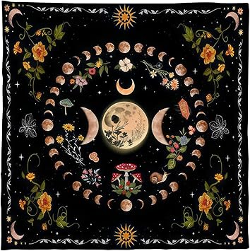 Moonphases Flower Astrologys Altars Cloth Tarot Tablecloth Divinations Tapestry Decor Witchcrafts Supplies