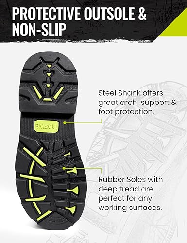 Miniatura 3 de TIDEWE Botas de trabajo de goma para hombre con vástago de acero, botas de caza antideslizantes impermeables, botas de neopreno cálidas de 0.236 in,