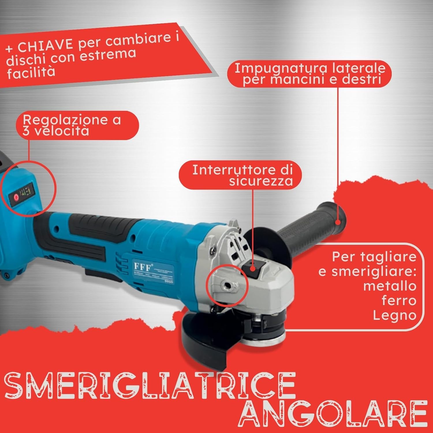 Kit Completo Professionale Fai da Te 4 in 1 con Trapano Avvitatore a Batteria, Trapano a Percussione a Batteria, Smerigliatrice Angolare a Batteria, Trapano a Martello e ad Impulsi Svita Bulloni 68v
