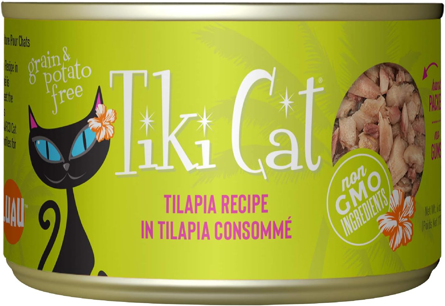 Tiki Cat Luau Grain-Free, Low-Carbohydrate Wet Food Tilapia Recipe in Tilapia Consomme for Adult Cats & Kittens, 6oz, 8pk