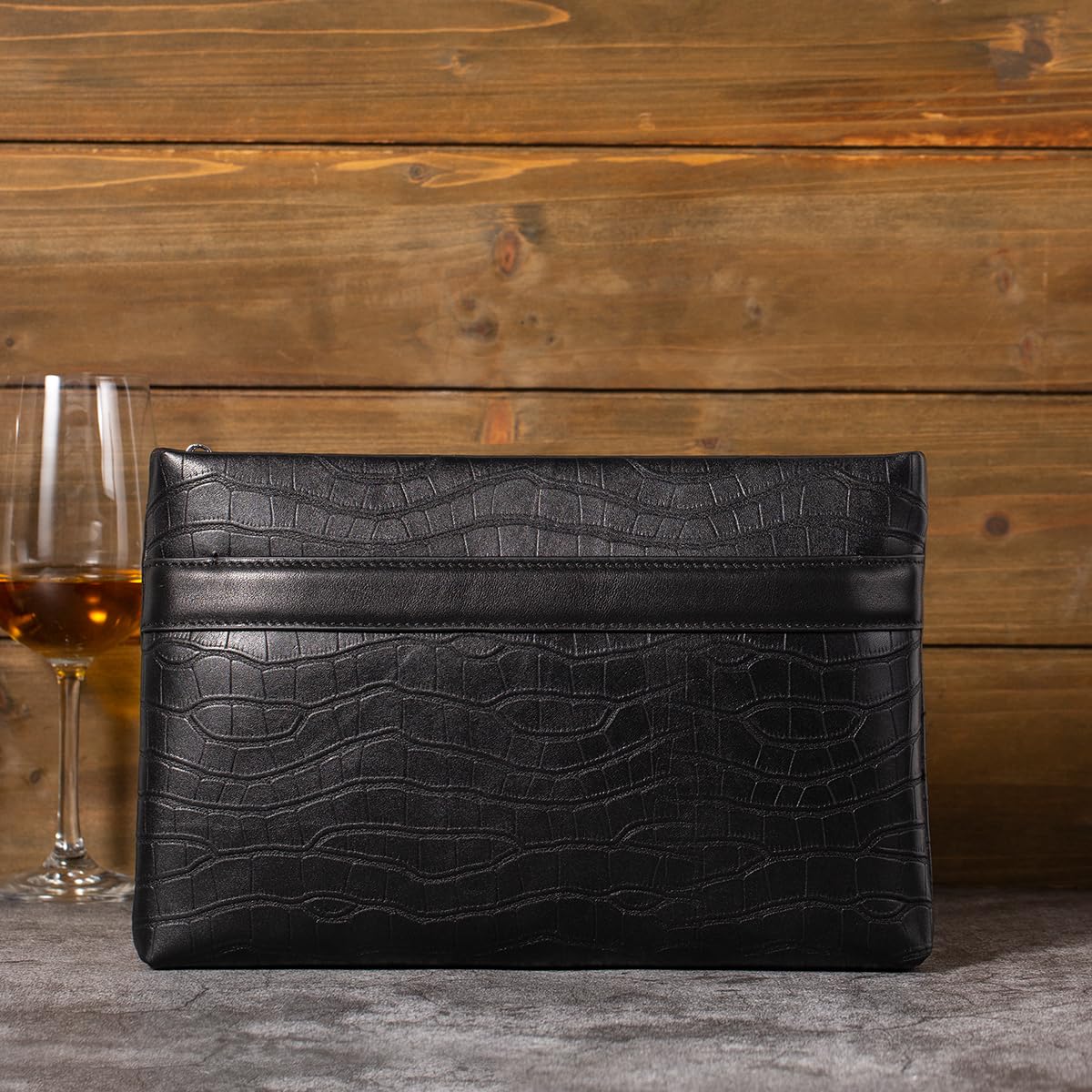 Pochette in vera pelle per uomo borsa da polso borsa da lavoro grande portafoglio borsa busta