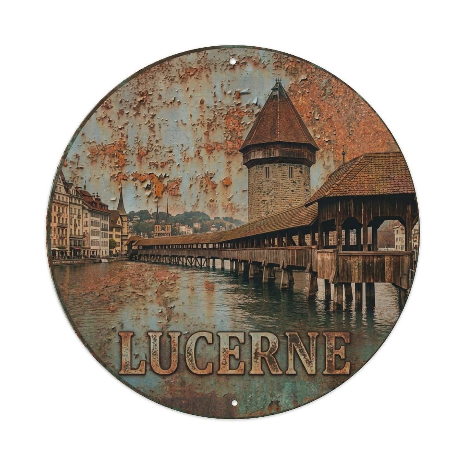 Galvaxio Style Switzerland Vintage Travel Lucerne 1 Metal Tin Sign