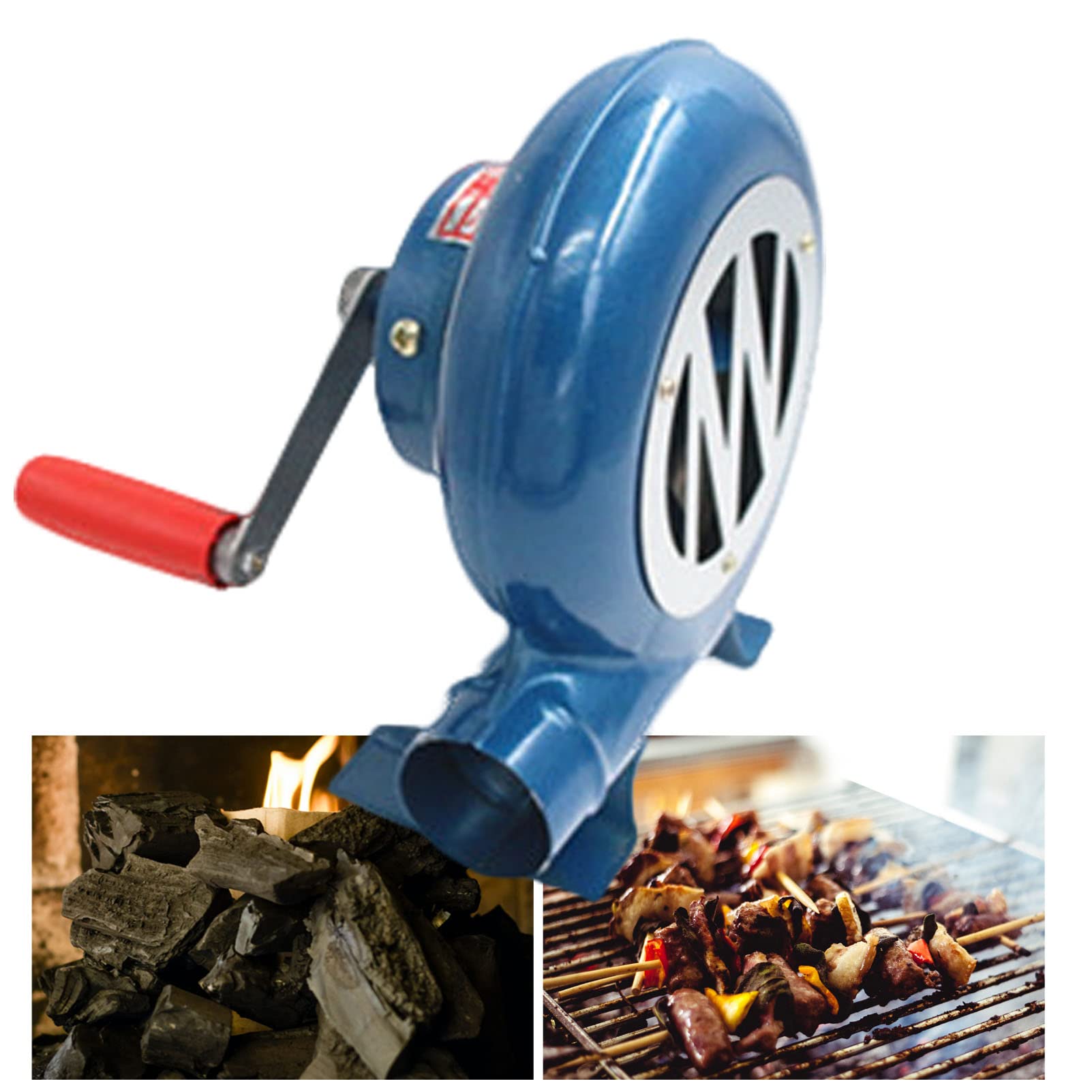 Manivela de soplador de barbacoa, ventilador manual para herrero, forja, ahumador y actividades al aire libre, perfecto para acampar y picnics