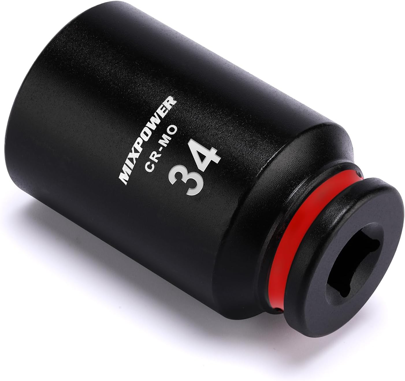 MIXPOWER 1/2" Drive Deep Impact Socket, CR-MO, 34mm, Metric, 6 Point, Axle Nut Impact Grade Socket for Easy Removal