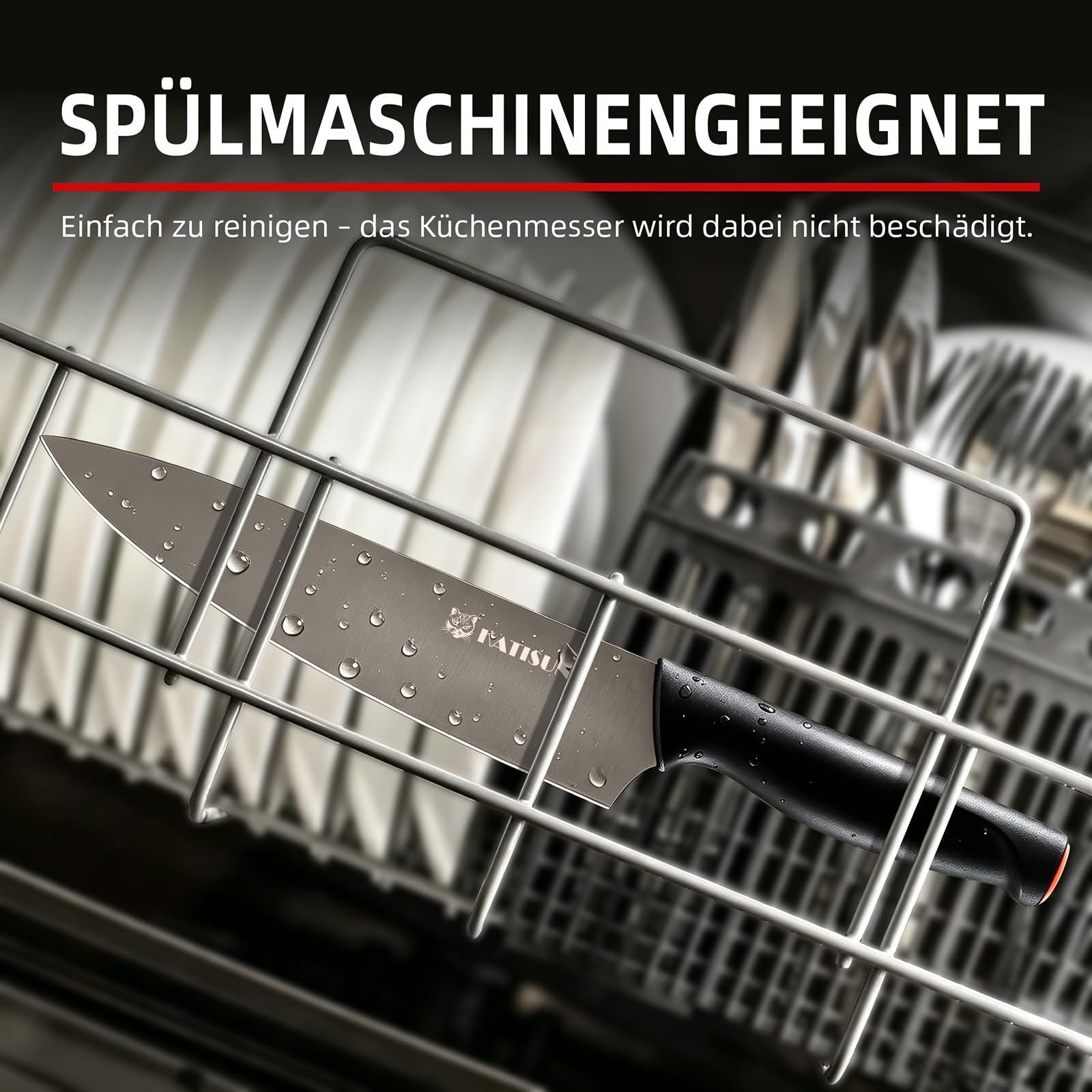 15-teiliges Küchenmesserset mit eingebautem Schärfer – titanbeschichtet, spülmaschinengeeignet, schwarz