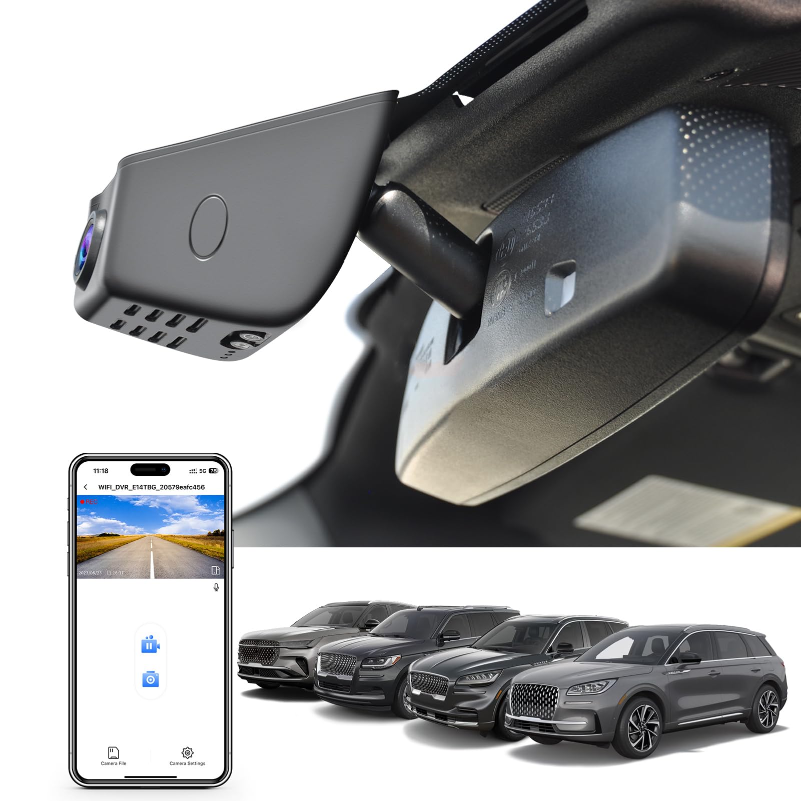 Mangoal 4K Dash Cam fit for Ford Lincoln Nautilus Gen1 U540 2019-2023 Navigator Gen4 2018-2025, Aviator Gen2 U611 2020-2025, Corsair 2020-2022, WiFi & App, G-Sensor, 128GB Card