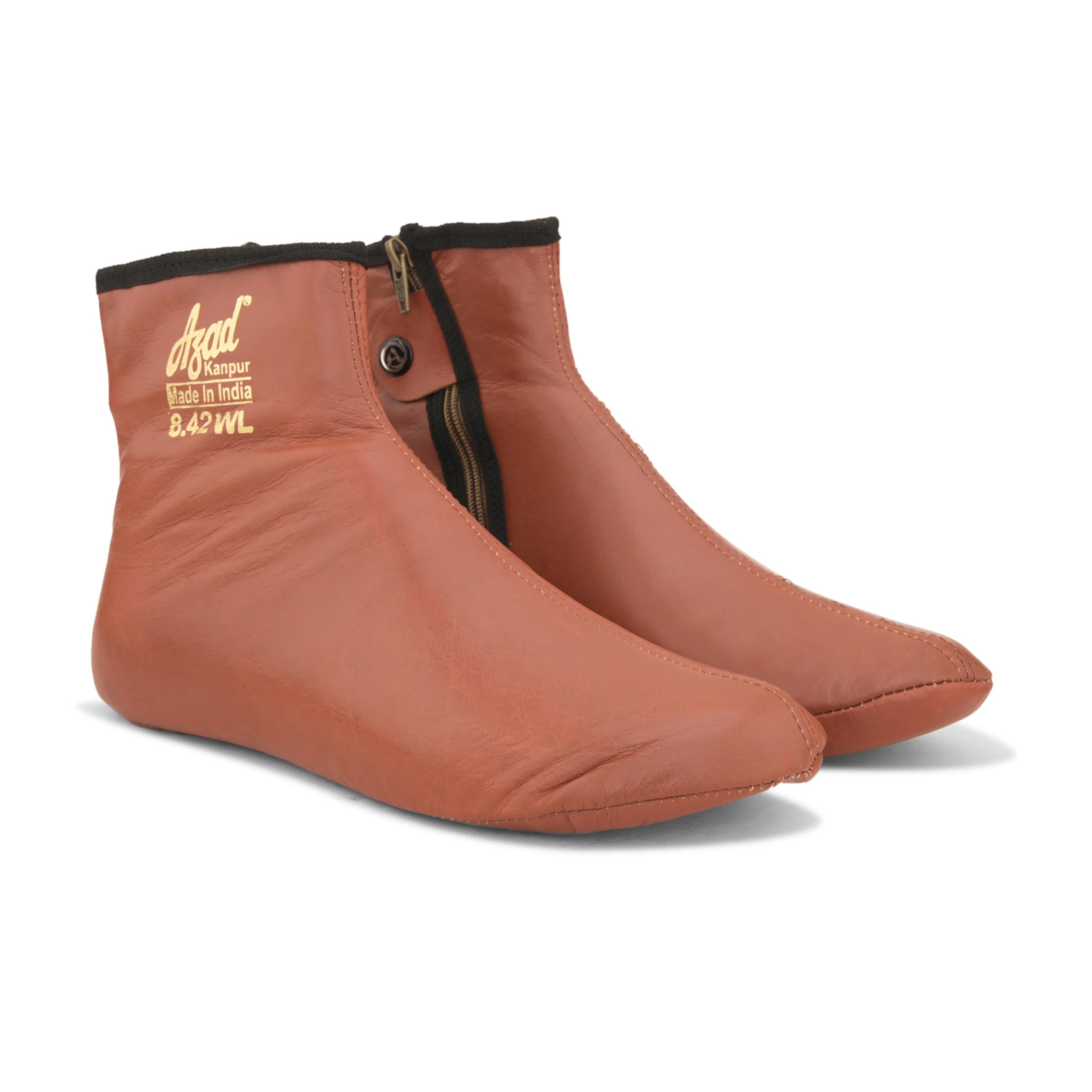 Sportswear Athletic Winter Moisturizing Sports Shoe Shape Leather Socks with Zipper for Men's & Women's (Size: 5, Color: Tan - WL)