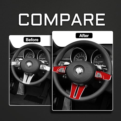 Miniatura 8 de JUPIZEUS Fibra de carbono compatible con accesorios de BMW calcomanía para marco de botón del volante de automóvil para BMW Z4 E85 E86 2003 2004