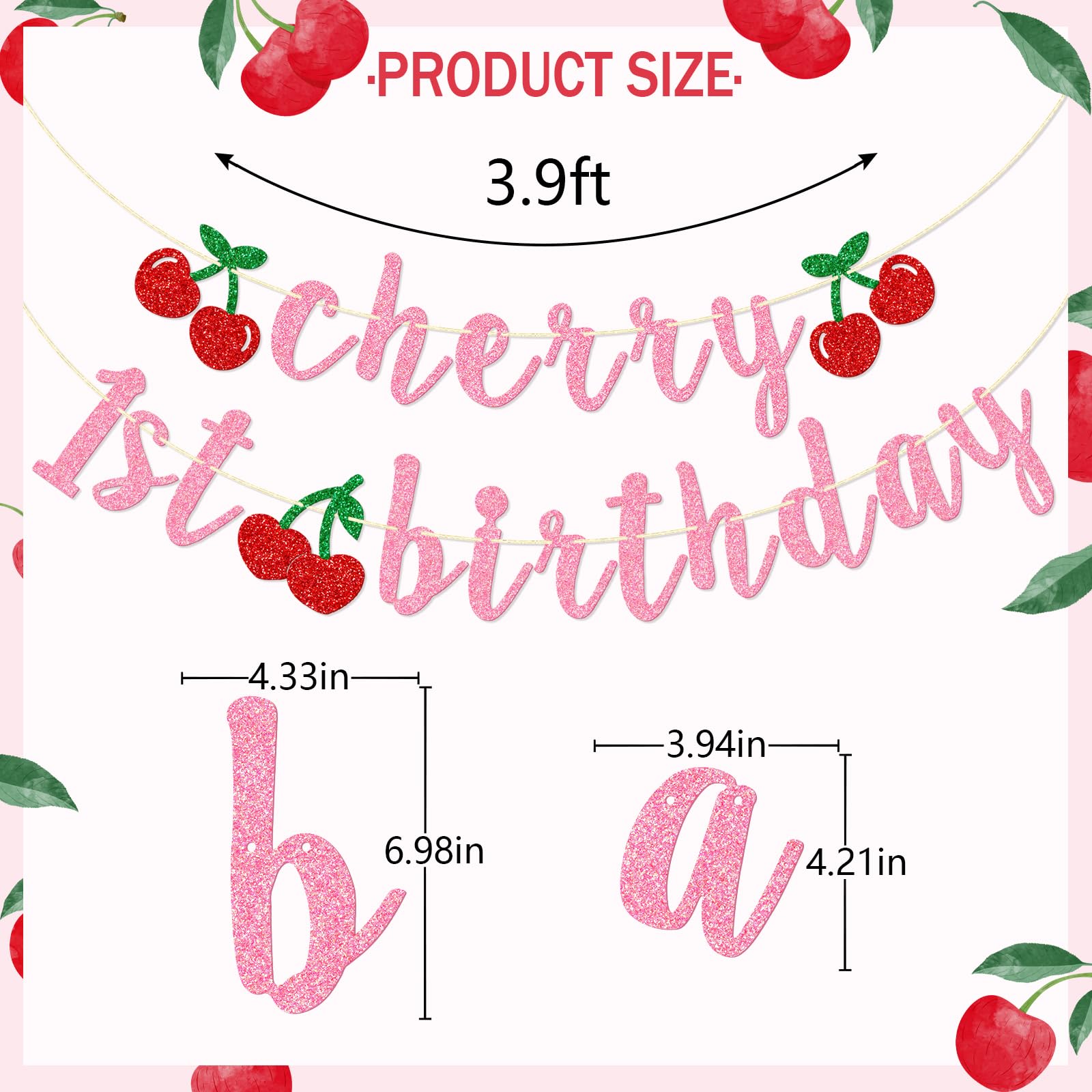 Süßes Pfirsich-Banner Set Für Den 1. Geburtstag – Roségoldenes Glitzerbanner Mit Girlande (Mädchen Babyparty)