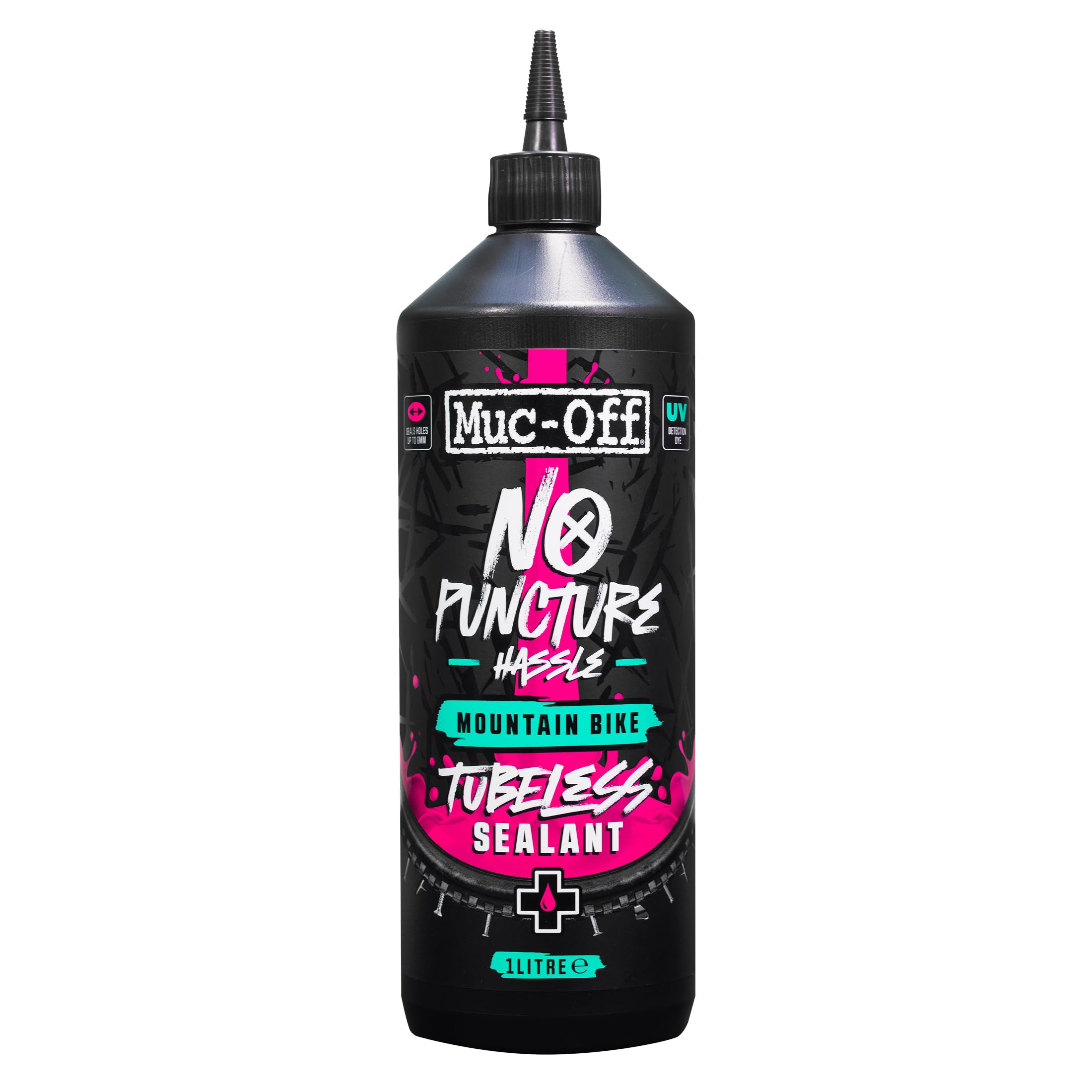 Photo 1 of Muc-Off No Puncture Hassle Tubeless Sealant, 1 Liter - Advanced Bicycle Tyre Sealant with UV Tracer Dye that Seals Tears and Holes Up to 6mm (1 Liter (Pack of 1))