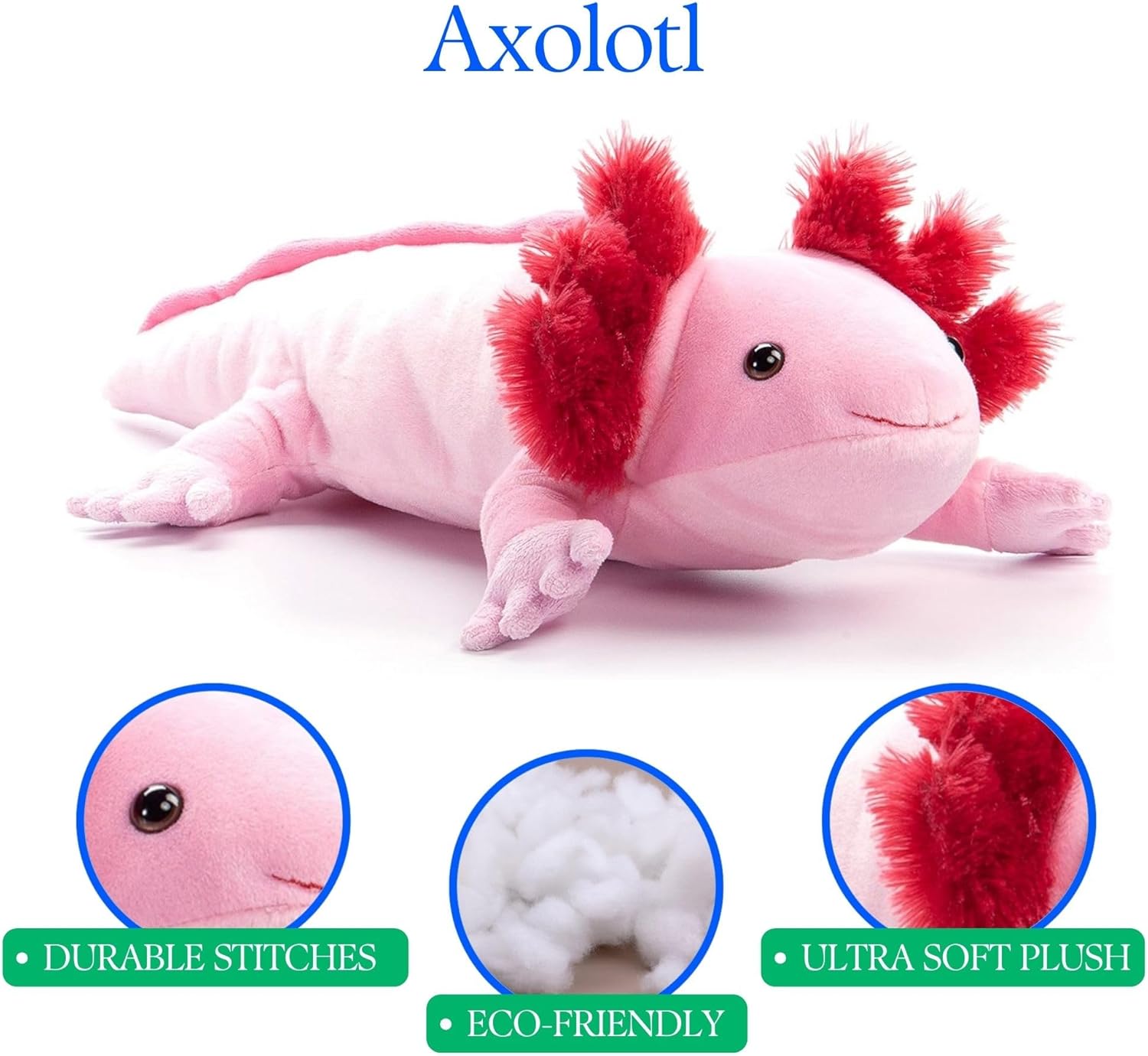 The Petting Zoo Axolotl Stuffed Animal Plushie, Gifts for Kids, Wild Onez Sealife Animals, Salamander Plush Toy, 34 inches