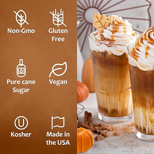 Miniatura 4 de Syruvia Jarabe de especias de calabaza  Jarabe de 25.4 onzas líquidas para café, lattes, batidos, batidos, postres  100% vegano, sin gluten, kosher