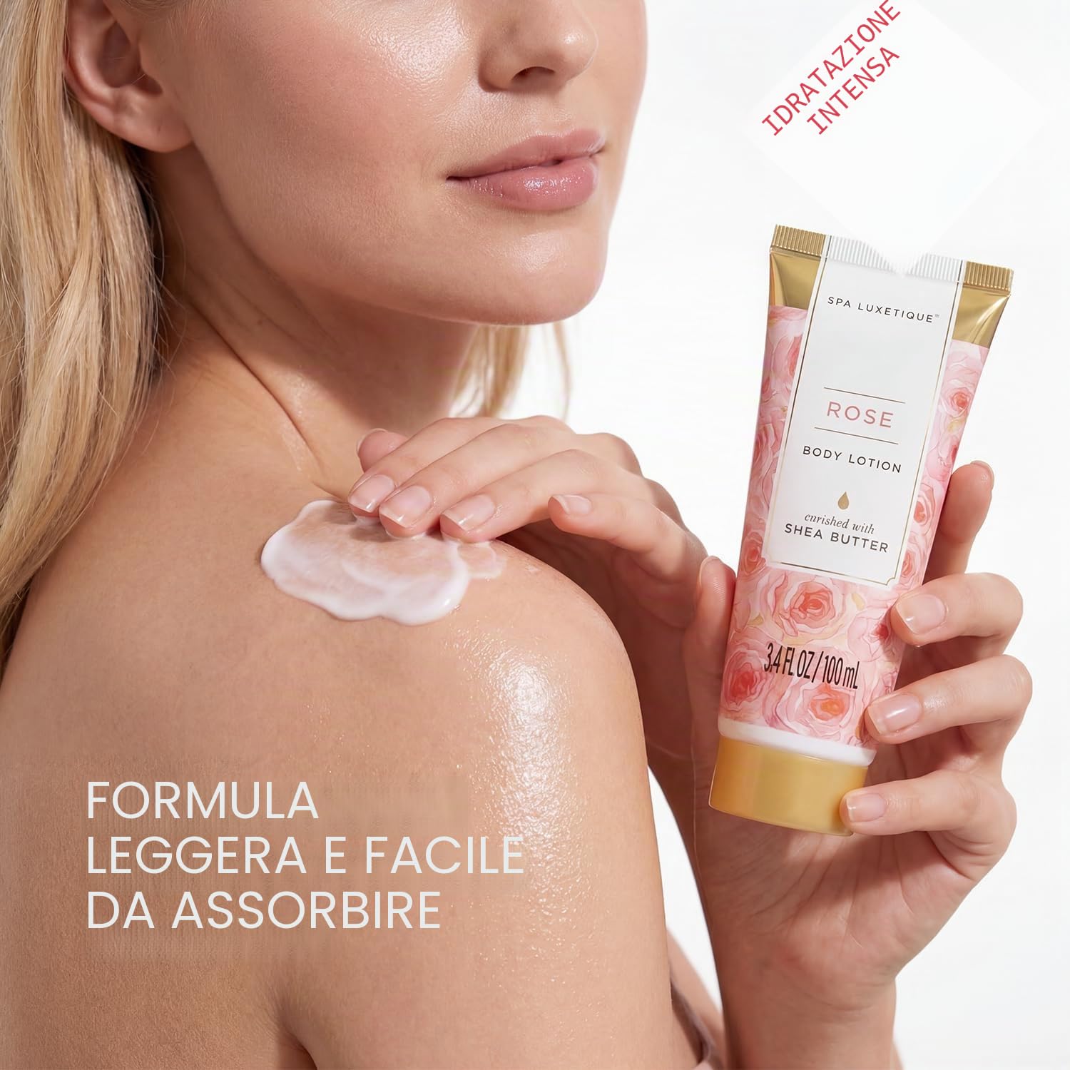Spa Luxetique Set Bagno Doccia Regalo Donna 8 Pezzi alla Rosa in Confezione Regalo con Bagnoschiuma, Lozione, Sali da Bagno per Spa a Casa Idea Regalo Donna Ragazza per Festa Compleanno Anniversario