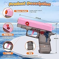 Vista 3 de Paquete de 2 pistolas de agua para niños, pistola de chorro de agua, pistola de agua para niños pequeños, niños y niñas, regalos ideales de verano