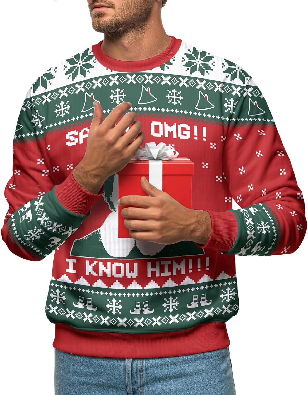 34HD Ugly Xmas Sweater–Funny Knit Christmas Sweater for Women & Men 2025, Long Sleeve Crewneck Holiday Pullover, Unisex Gift