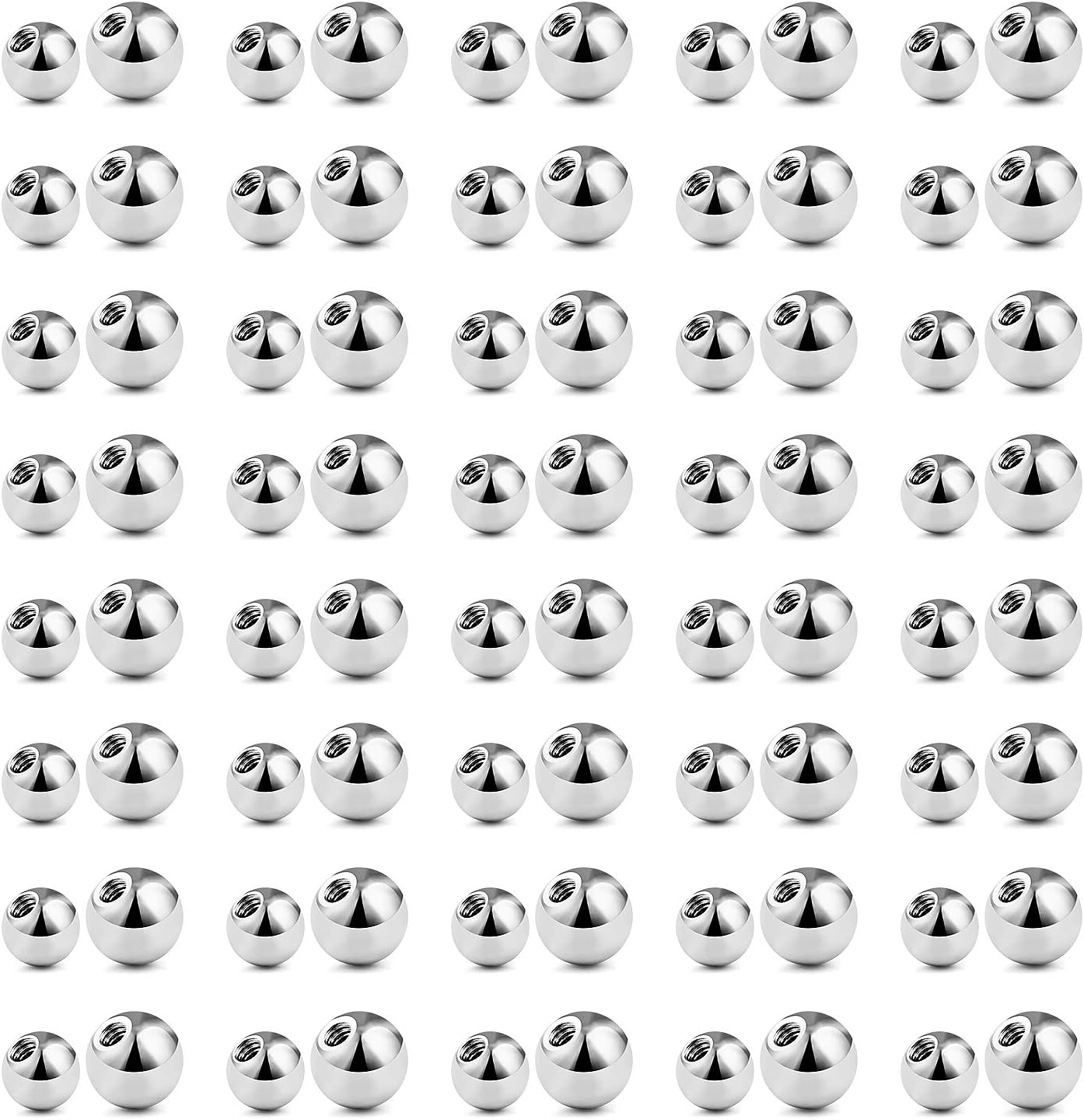 SCERRING 80PCS 14G 316L Surgical Steel Externally Threaded Replacement Balls Body Jewelry Piercing Barbell Parts for Women Men 4mm 5mm
