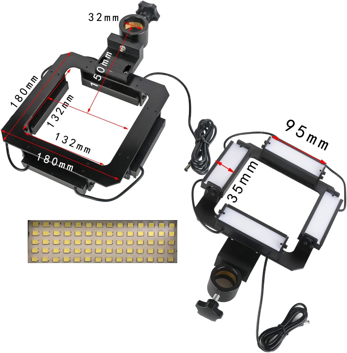 280PCS LED Light Source of Lamp Bead Microscope 32mm Fixed Base Four-Sided Strip Light Source