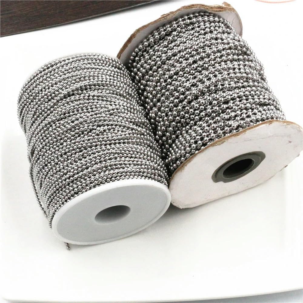 Catena per tapparelle, Confezione sfusa di catenelle con perline a sfera in acciaio inossidabile da 1,5-3,0 mm for la creazione gioielli fai-da-te(1.5 mm)