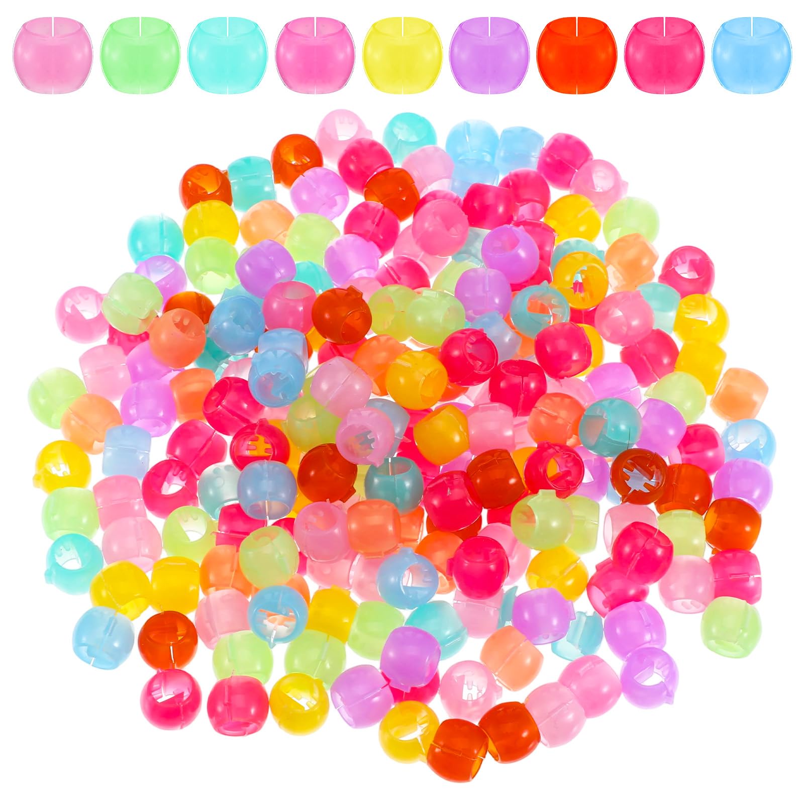 Photo 1 of 200 Pcs Rainbow Clip on Hair Beads, Plastic Rainbow Mini Claw Hair Beads Stylish Candy Color Hairs Braid Clips Multicolor Hairs Bead Clips for Women Straight Curly Ponytail DIY Crafts Accessories