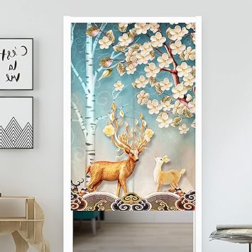 Amazon カッキガッキ 暖簾 のれん 鹿 イラスト 突っ張り棒付き 和風 北欧 オシャレ パーティション 目隠し ドアカーテン 出入り口 戸口カーテン インテリア 飾り 面白い モダン 可愛い 日除け 遮熱 冷気遮断 防寒 防音 居酒屋 飲食店 玄関 風呂 棚 洗面所 脱衣所 銭湯