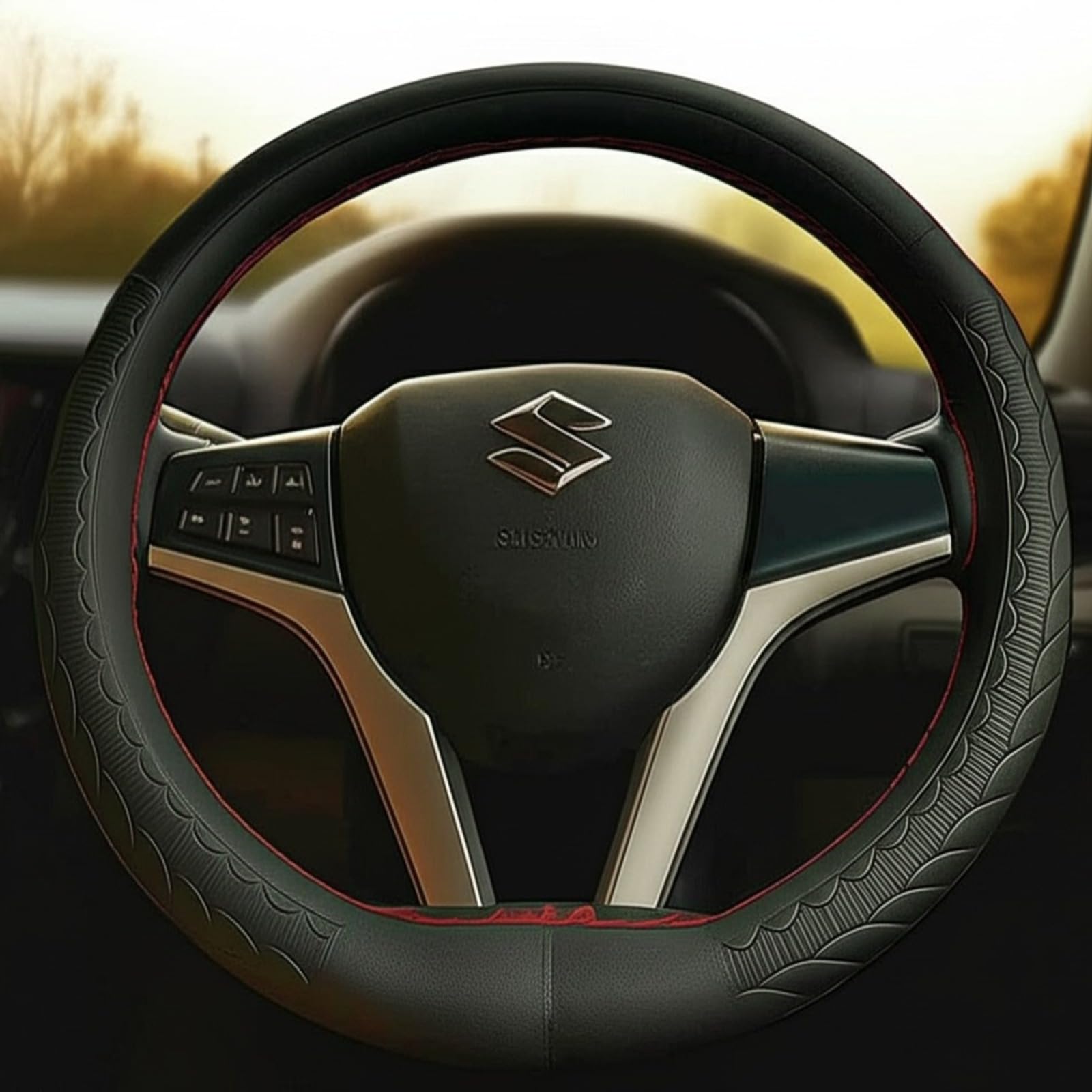 AutokraftZ Car Steering Wheel Cover - Breathable, Anti-Slip Steering Wheel Protector for Tata Nexon, Baleno, Swift, Dzire, i20, Creta, i10, Venue, Wagonr, City, Verna - Enhanced Comfort & Grip