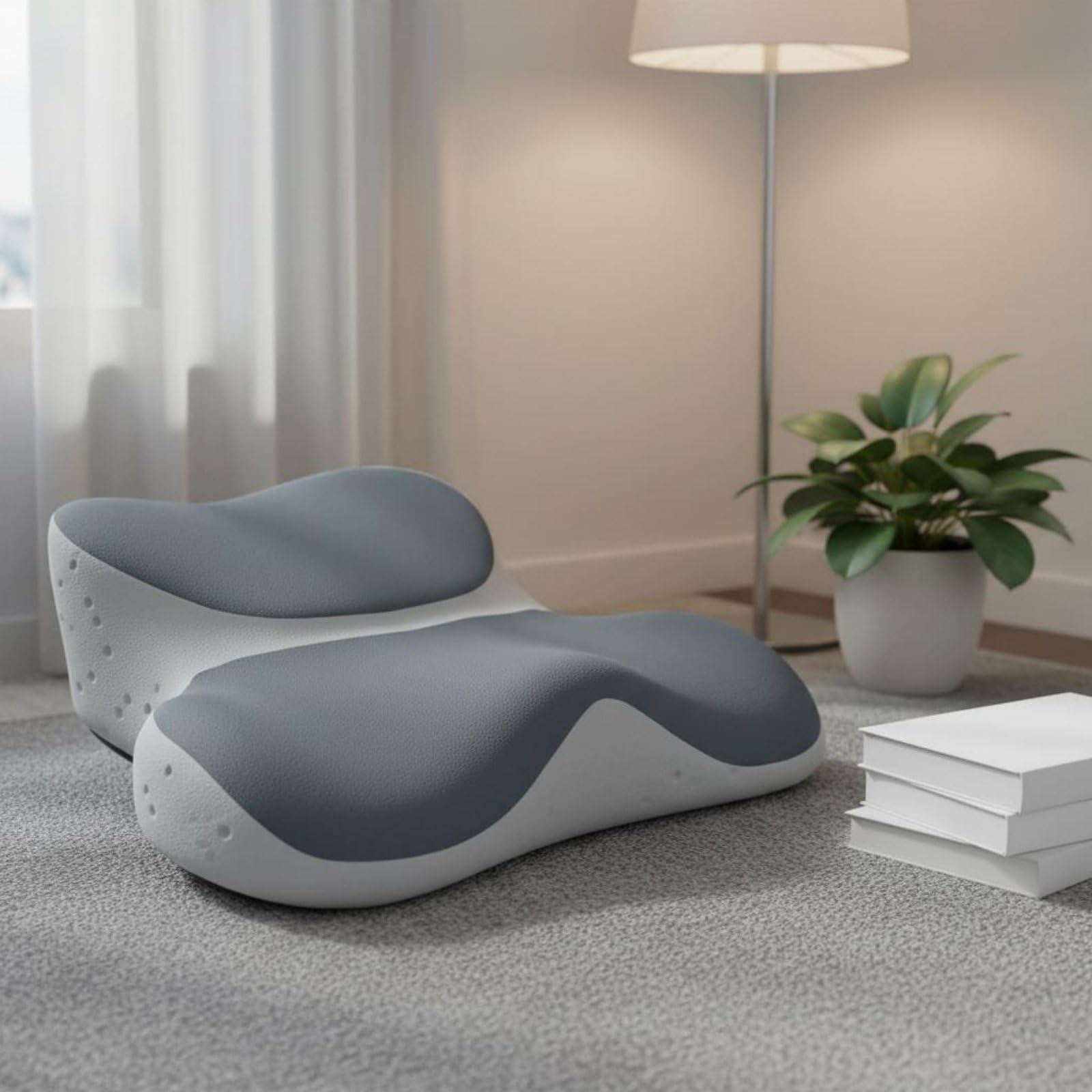 Milageto Cojín de Meditación Cojín Asiento, Gris Doble Punteado, con Embalaje De Caja De Cartón
