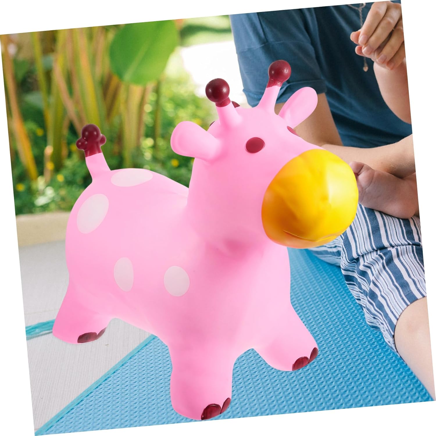 Kisangel Inflatable Bouncing Deer Toy Boys and Girls Jumping Horse Toy Music Riding Deer Outdoor Educational Plaything