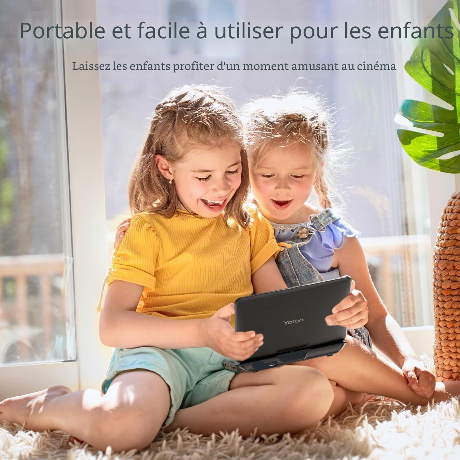 Yoton Lecteur DVD Portable Voiture 9,5" Écran Pivotant HD 7,5" Batterie Rechargeable 4-6h USB/SD/Synchro TV Haut-parleurs Stéréo
