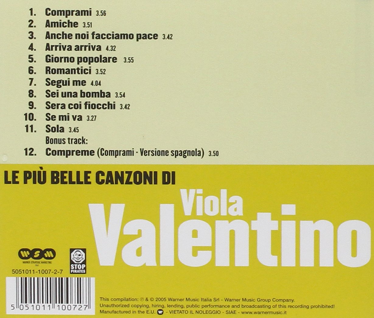 Le Piu' Belle Canzoni Di V. Valentino