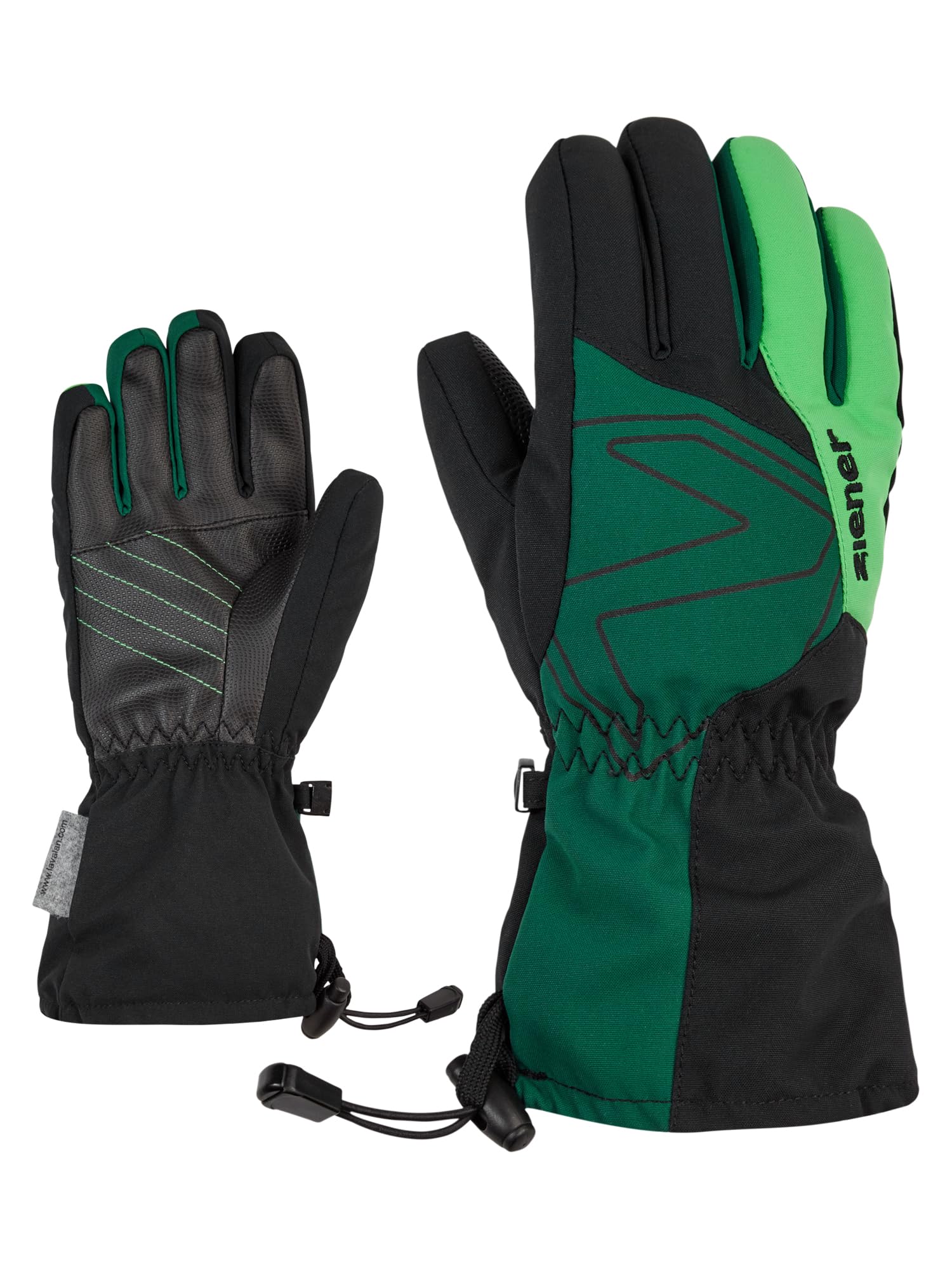 Ziener Kids Laval Ski Gloves/Winter Sports | Waterproof, Extra Warm, Wool, Deep Green, 3