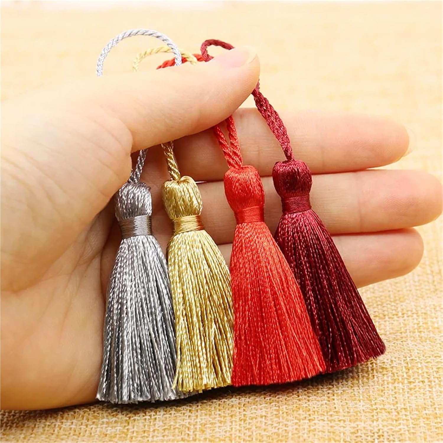 Red Tassels 40/80pcs Silk Bookmarks Hanging Tassel Fringe DIY Curtain Garment Bag Crafts Supplies Scrapbook Accessories Pendant(Pink,80pcs)