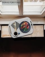 Vista 5 de Bandeja grande antideslizante con asas, bandejas de comida para regazo con puntos de agarre de silicona para comer, aptas para lavavajillas