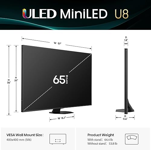 Miniatura 3 de Hisense - Smart TV Google de 65" Clase U8 Mini-LED ULED 4K UHD (65U8QG, modelo 2025) - QLED, 165Hz nativo, VRR 288, hasta LD5600, 5000 nits, HDR10+