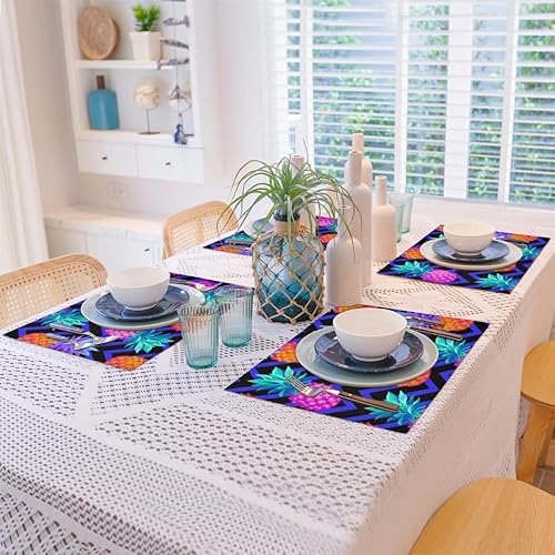 Miniatura 8 de Pineapple Design Placemats Set of 4 Table Mats Washable Placemat Waterproof Place Mats for Party Home Dining Table Decor 18x12 in